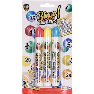 3x Bingo Stiften/Markers - Blauw - Geel - Rood - Bingo Dabbers