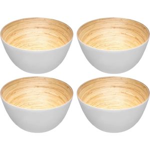 Secret de Gourmet serveer schaaltjes - bamboe - wit - D17 cm - Set 4x