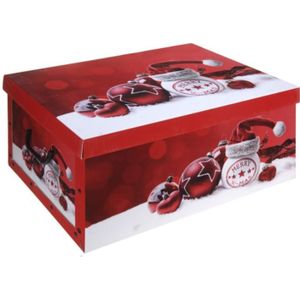Rode kerstballen/kerstversiering opbergbox 51 cm