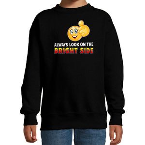 Funny emoticon sweater Always look on the bright side zwart kids