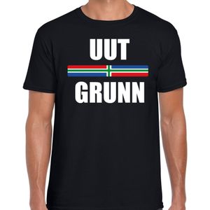 Uut grunn met vlag Groningen t-shirts Gronings dialect zwart voor heren