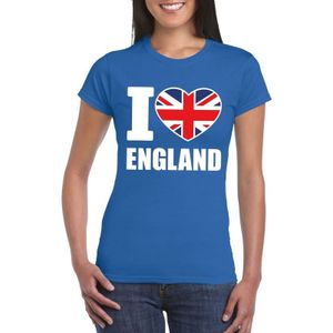 Blauw I love Engeland fan shirt dames