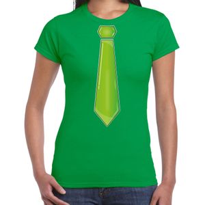 Verkleed t-shirt voor dames - stropdas groen - groen - carnaval - foute party - verkleedshirt