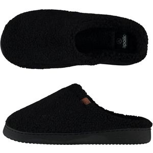 Instapper slippers/pantoffels Teddy wol - zwart - maat 43-44 - Volwassenen