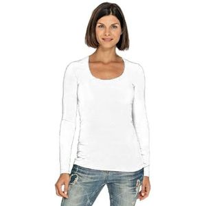 Bodyfit dames shirt lange mouwen/longsleeve wit