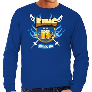 Apres ski sweater voor heren - king of the apres ski - blauw - winter trui