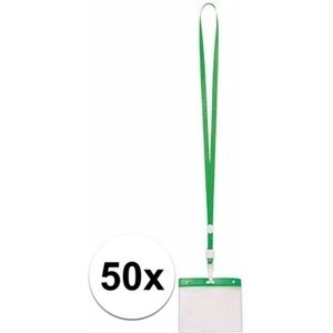 50x badgehouder met groen keycord per stuk