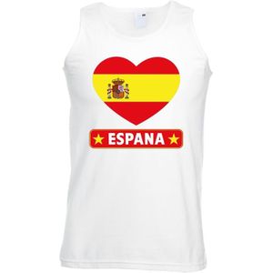Spanje hart vlag singlet shirt/ tanktop wit heren