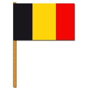 Set van 6x stuks luxe grote zwaaivlaggen Belgie 30 x 45 cm