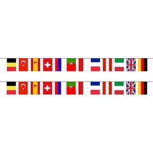 2x stuks europese landen vlaggetjes slinger/vlaggenlijn van 5 meter