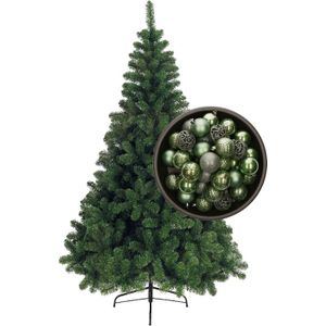 Bellatio Decorations kunst kerstboom 210 cm met kerstballen salie groen