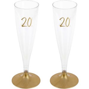 Verjaardag feest champagneglazen - leeftijd - 48x - 20 jaar - goud - kunststof