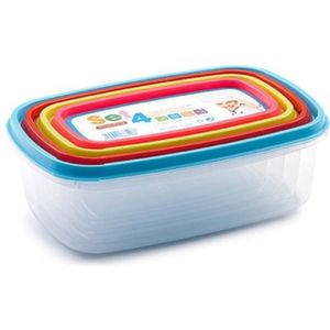 Set van 4x stuks voedsel opslagbakjes met deksel diverse formaten - 250+400+700+1000 ml
