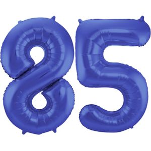 Grote folie ballonnen cijfer 85 in het blauw 86 cm