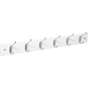 5Five Kapstok voor wand/muur - wit - 6-haaks wandkapstok - MDF/ijzer - 58 x 9 cm