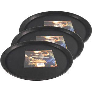 Set van 10x stuks kunststof horeca dienblad rond zwart 35 cm