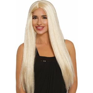Carnaval verkleed pruik lang haar - blond - voor dames - one size