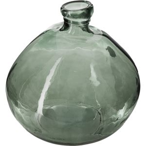 Atmosphera bloemenvaas Organische bol fles vorm - groen transparant - glas - H33 x D32 cm