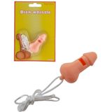 Funny Fashion Fluitje in penis vorm - met koord - pvc - roze - Fun/feest/vrijgezellenfeest accessoires