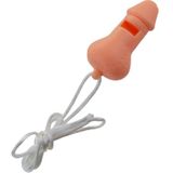 Funny Fashion Fluitje in penis vorm - met koord - pvc - roze - Fun/feest/vrijgezellenfeest accessoires