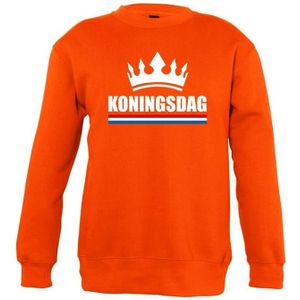 Oranje Koningsdag met kroon sweater kinderen