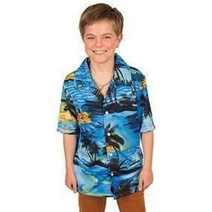 Hawaii blouse/overhemd blauw voor jongens