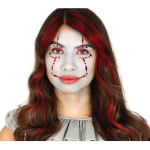 Plak diamantjes horror clown gezicht versiering rood/zwart