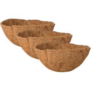 3x stuks voorgevormde inlegvellen kokos voor hanging basket 25 cm - kokosinleggers