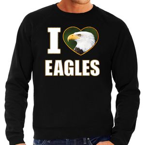 I love eagles sweater / trui met dieren foto van een amerikaanse zeearend zwart voor heren