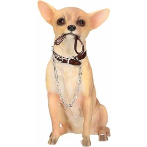 Decoratie beeld - Chihuahua - beige - 18 cm - Polystone - Honden