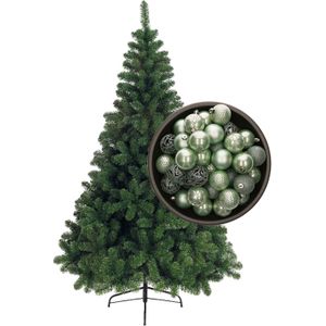 Bellatio Decorations kunst kerstboom 120 cm met kerstballen mintgroen