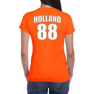 Oranje supporter t-shirt met rugnummer 88 - Holland / Nederland fan shirt voor dames