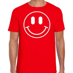 Verkleed T-shirt voor heren - smiley - rood - carnaval - foute party - feestkleding