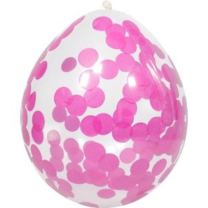 12x stuks Transparante ballonnen roze confetti 30 cm