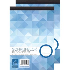 Schrijfblok/notitieblok gelinieerd - 2x - A5 - 100 vellen - papier
