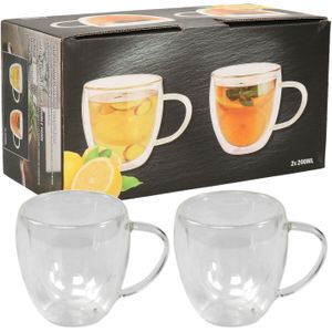 6x Dubbelwandige theeglazen/koffieglazen 240 ml - 20 cl - Thee/koffie drinken - Glazen voor thee en koffie