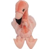 Pluche familie Flamingos knuffels van 22 cm - Dieren speelgoed knuffels cadeau - Moeder en jong knuffeldieren