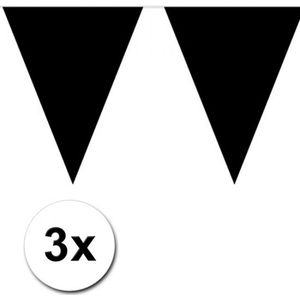 3x Vlaggenlijn zwart 10 meter