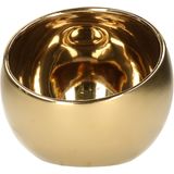 Luxe theelichthouder/kaarsenhouder - 2x - goud - keramiek - D15 x H13.5 cm