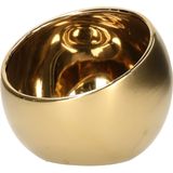 Luxe theelichthouder/kaarsenhouder - 2x - goud - keramiek - D15 x H13.5 cm