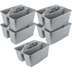 Set van 5x stuks grijze opbergbox/opbergdoos mand met handvat 6 liter kunststof