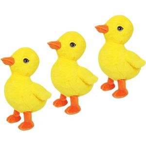 Knuffeldier Eenden kuiken  - 3x - zachte pluche stof - dieren knuffels - geel - 24 cm