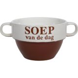 Soepkommen - 4x - Soep van de dag - keramiek - D12 x H8 cm - Bordeaux rood - Stapelbaar