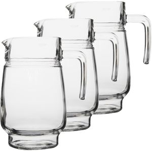 3x stuks glazen schenkkannen/karaffen 1,6 liter