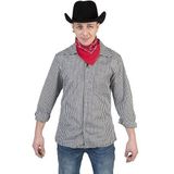 Zwart/wit geruit cowboy verkleed overhemd voor heren