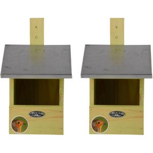 2x Vogelhuisjes/nestkastjes voor grote roodborst 33.3 cm