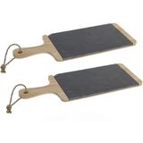 2x stuks luxe houten snijplanken 42 x 15 cm zwart