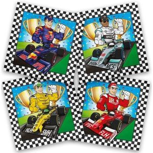 20x Race/Formule 1 themafeest servetten gekleurd 33 x 33 cm papi