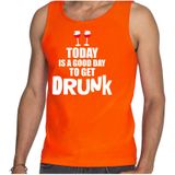 Oranje tanktop today is a good day to get drunk wijn Koningsdag/ Nederland/ EK/ WK supporter heren