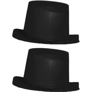 2x stuks zwarte hoge goochelaars hoed voor kinderen